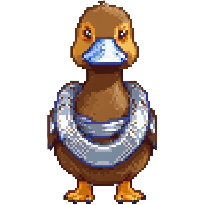 brown duck holding silver duct tape emoji