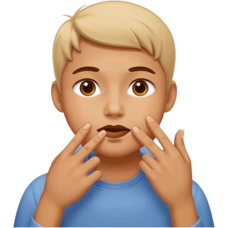 It's like push your cheeks gently pressed by fingers while you're eating. emoji