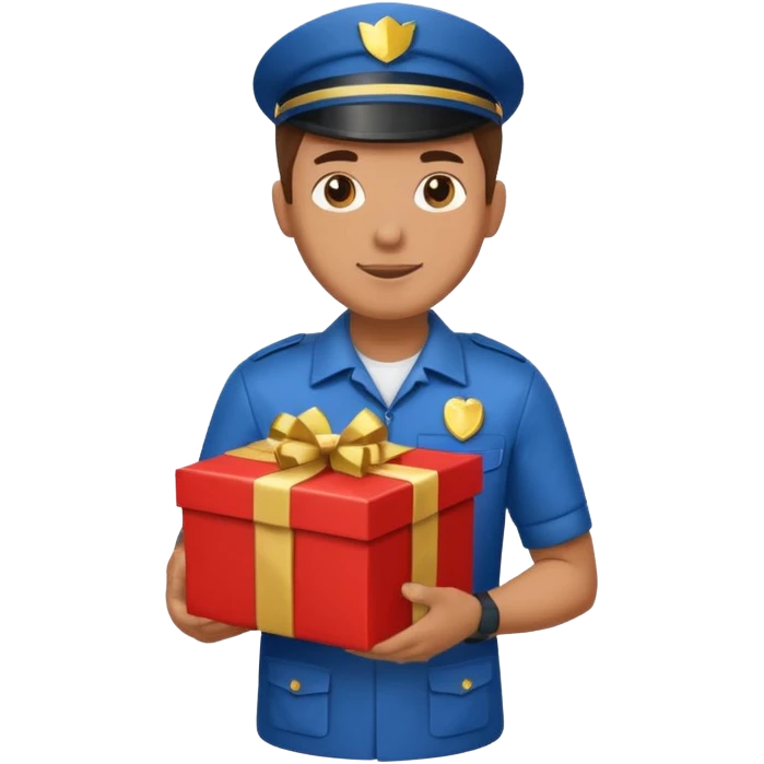man courier holding gift box emoji