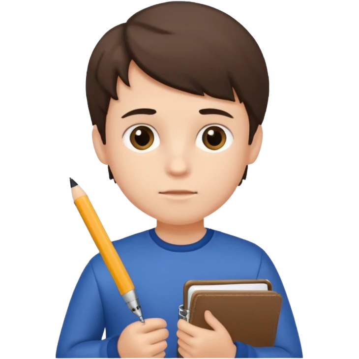 一個男生拿著本子勾稽 emoji