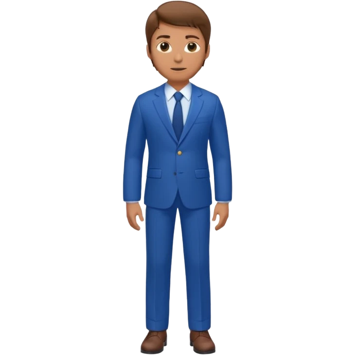 white man with brown hair in blue suit whole body emoji