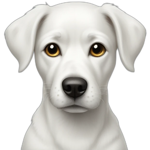 white dog with black spot on half of the face emoji