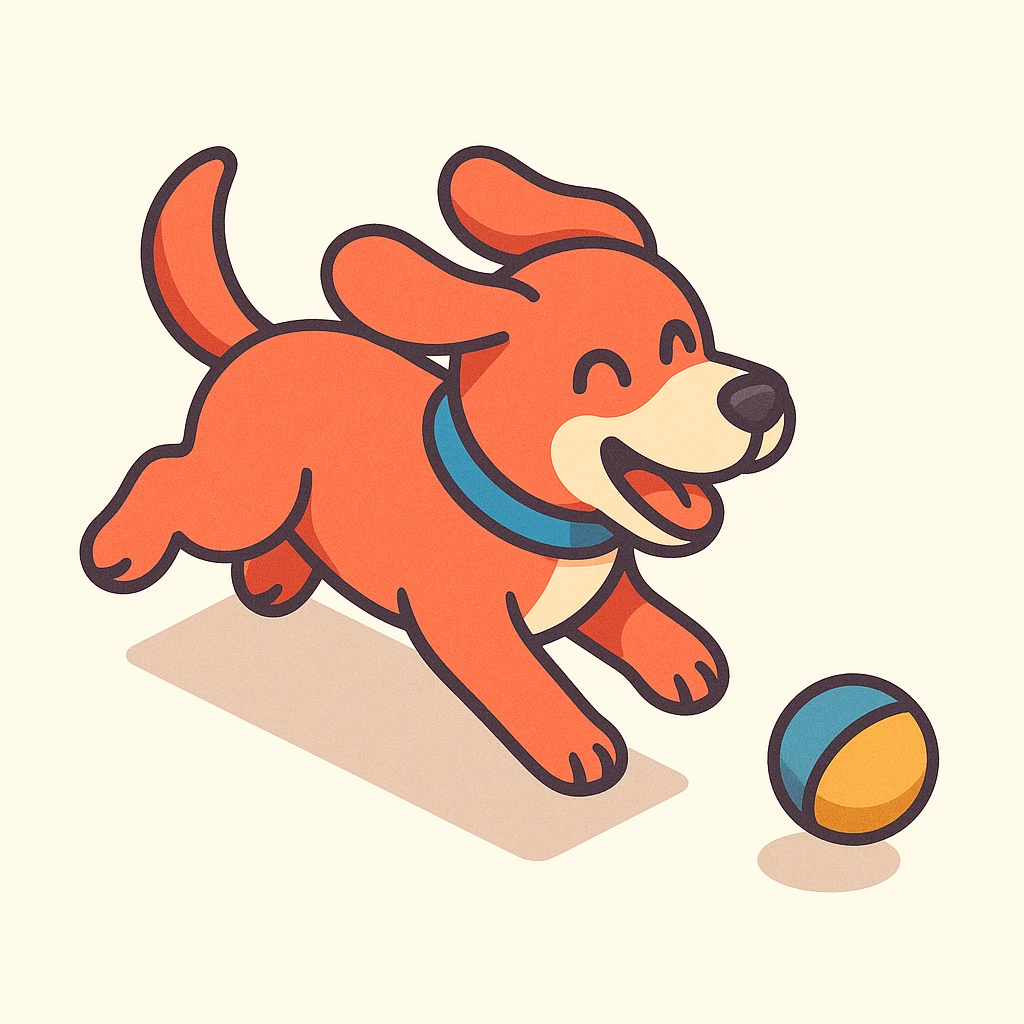 happy dog running after ball emoji