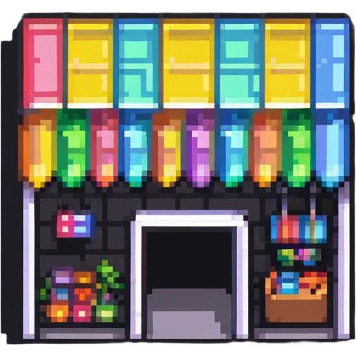 tiny simple shopping mall building icon, modern colors, minimal details, small size emoji
