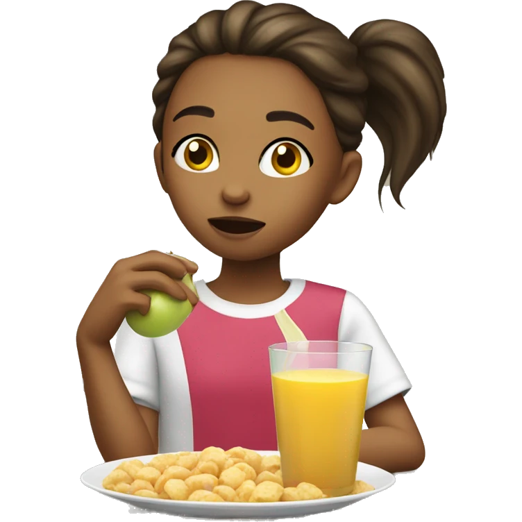 girl eating cereal apple juice emoji