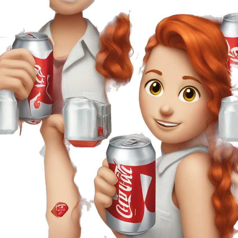 Redhead girl drinking Diet Coke emoji