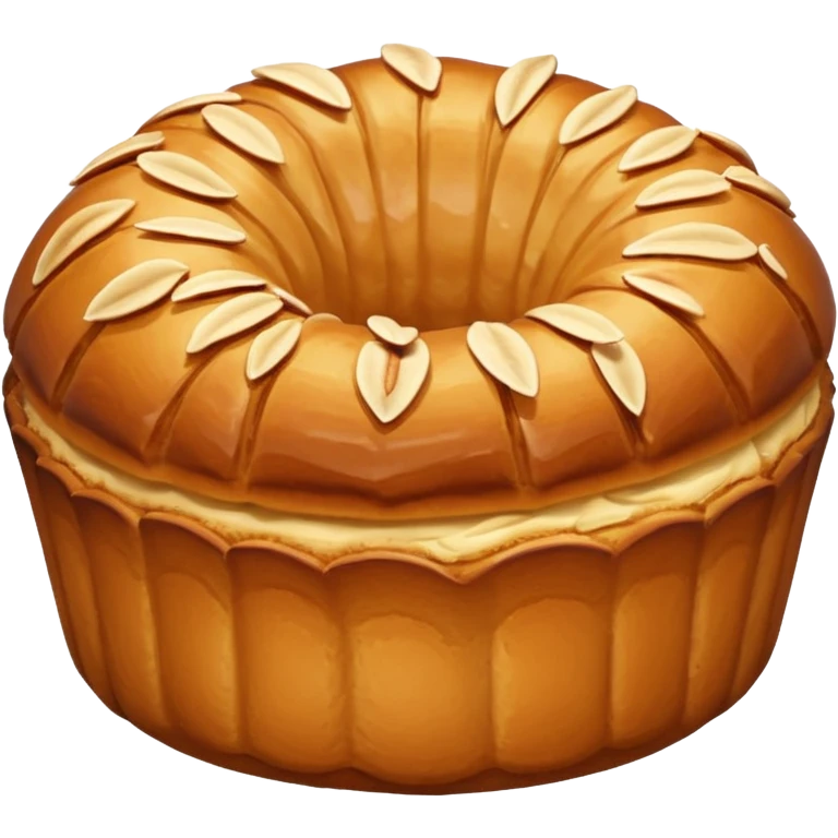 Alsacian kougelhopf with almonds on the top. The base is a bit larger than the top part emoji