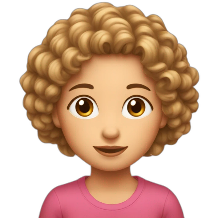 Une petite fille au cheveux bouclés avec sa maman  emoji
