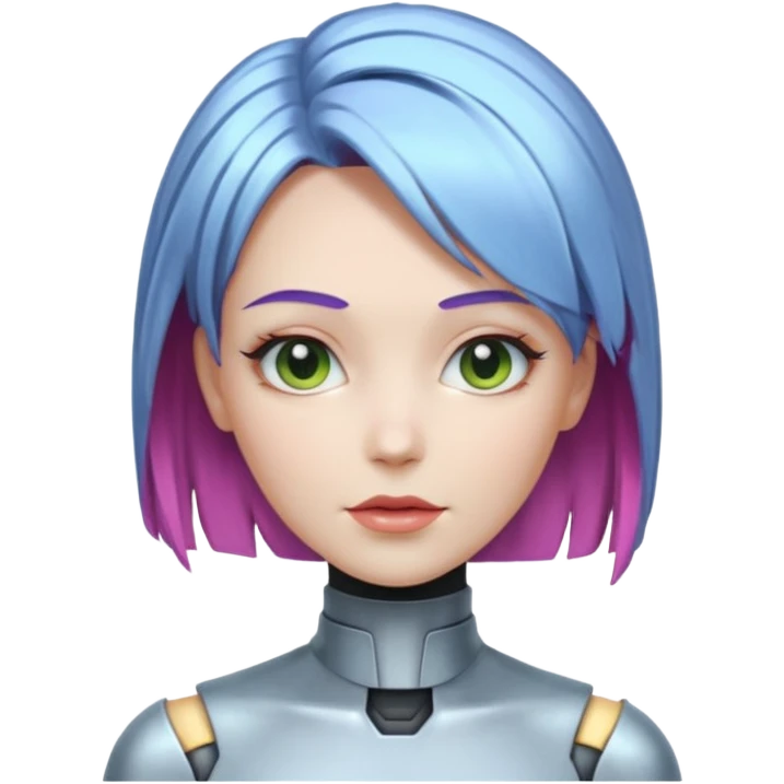 female different hair color metalic robot emoji