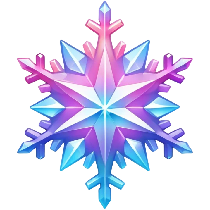 Gradient iridescent Pastel rainbow Pink violet blue white crystal star snowflake  emoji