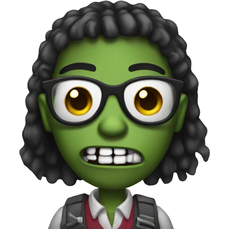 Black nerd zombie emoji