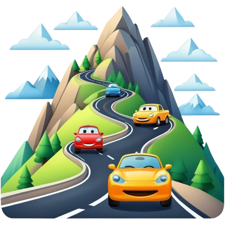 cars on mountain emoji