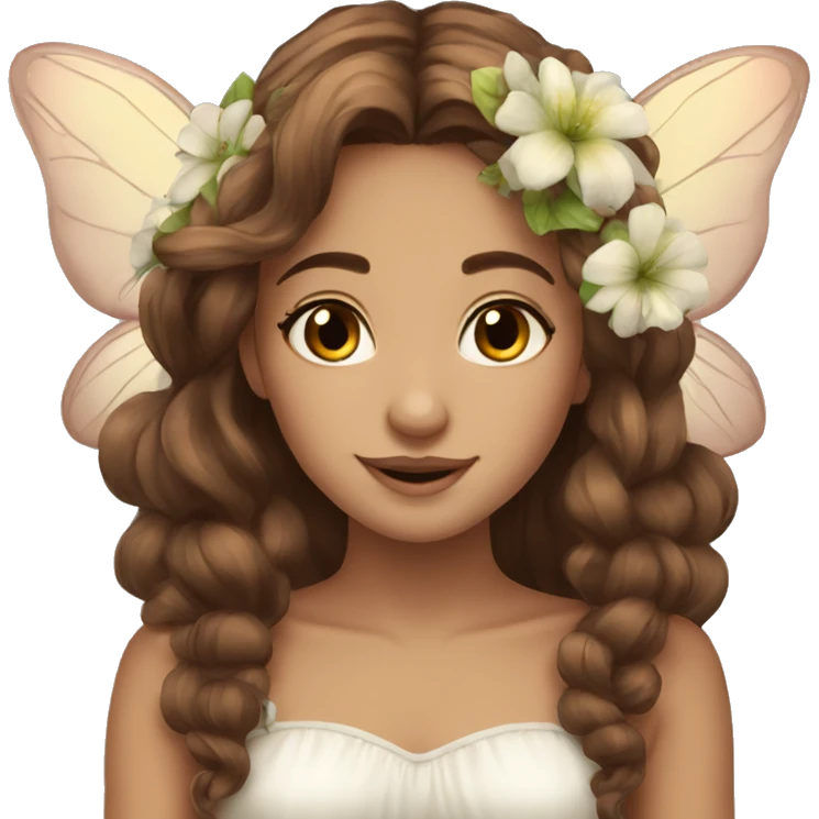Beautiful fairy brown hair flowers emoji