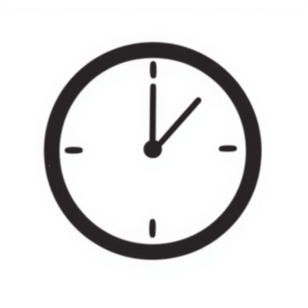 A black and white doodle of a clock icon emoji