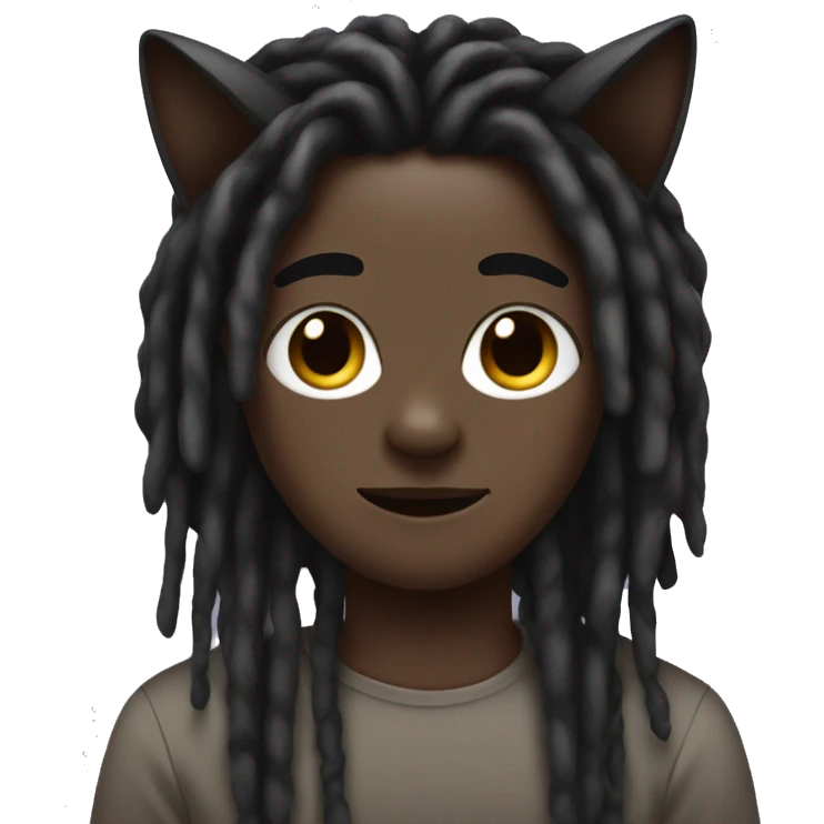darkskin boy dreadlocks with cat ears being cute emoji