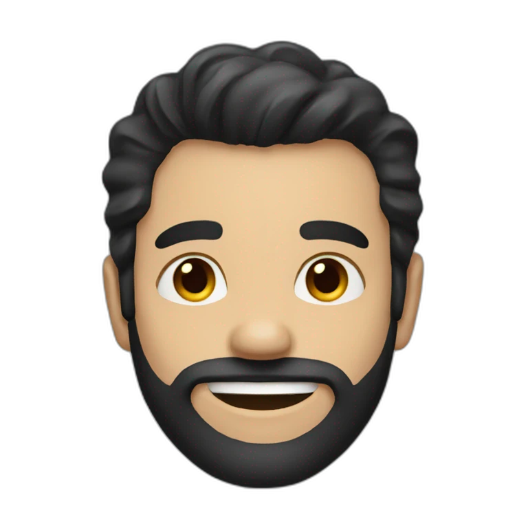 Man with black hair and beard smile  emoji