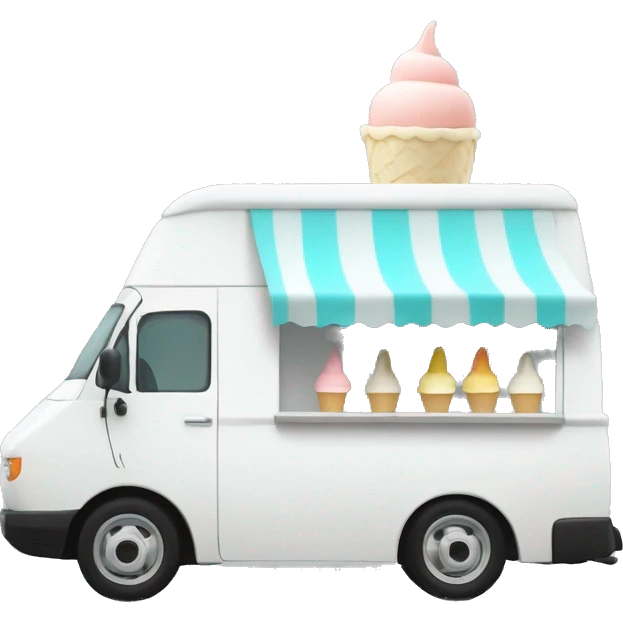 minimalistic white ice-cream van, side view emoji