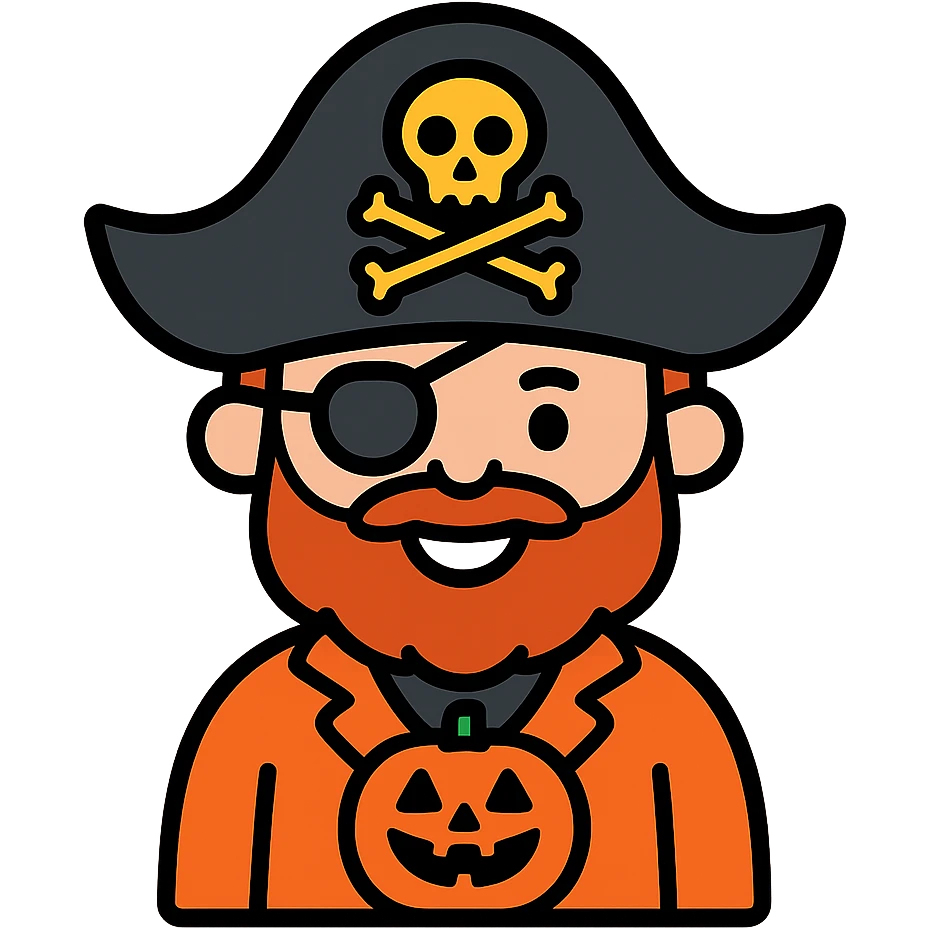 A pirate dressed up for Halloween emoji