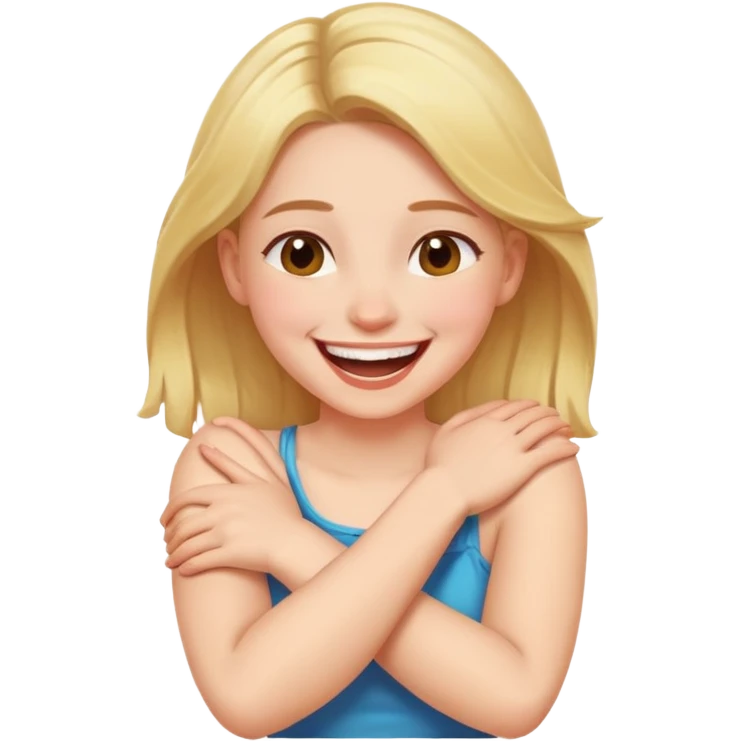 arms crossed around neck laughing girl  emoji