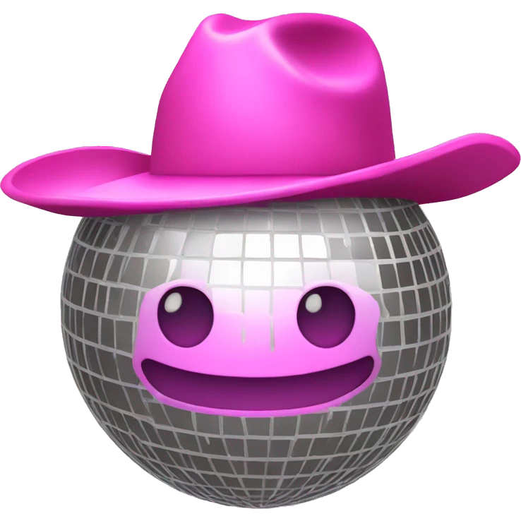 disco ball with a shiny pink cowboy hat on emoji