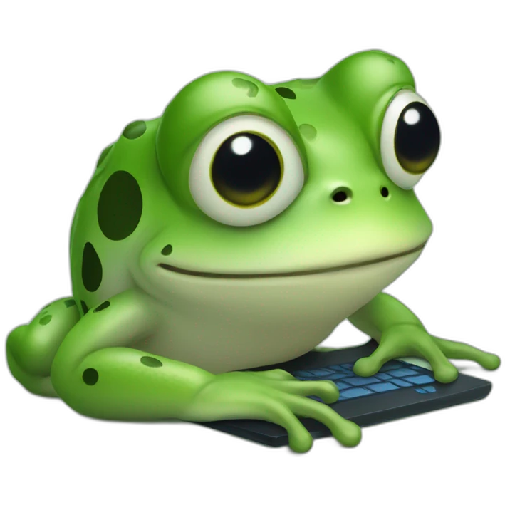 a frog writes code emoji