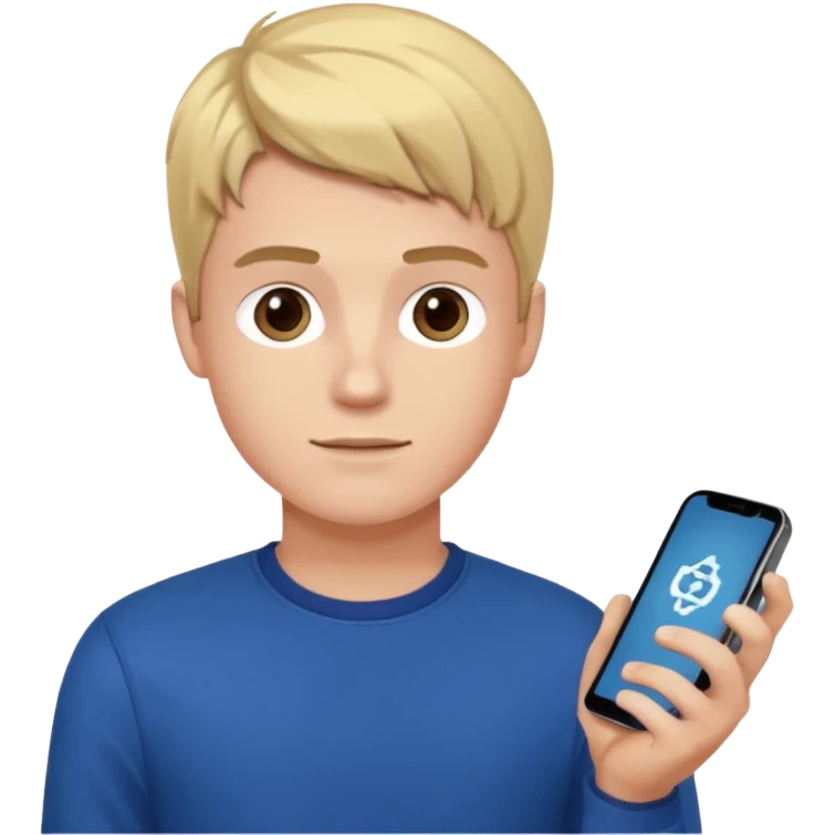 ragazzo che tiene in mano il telefono e vede -25% nel mercato crypto emoji