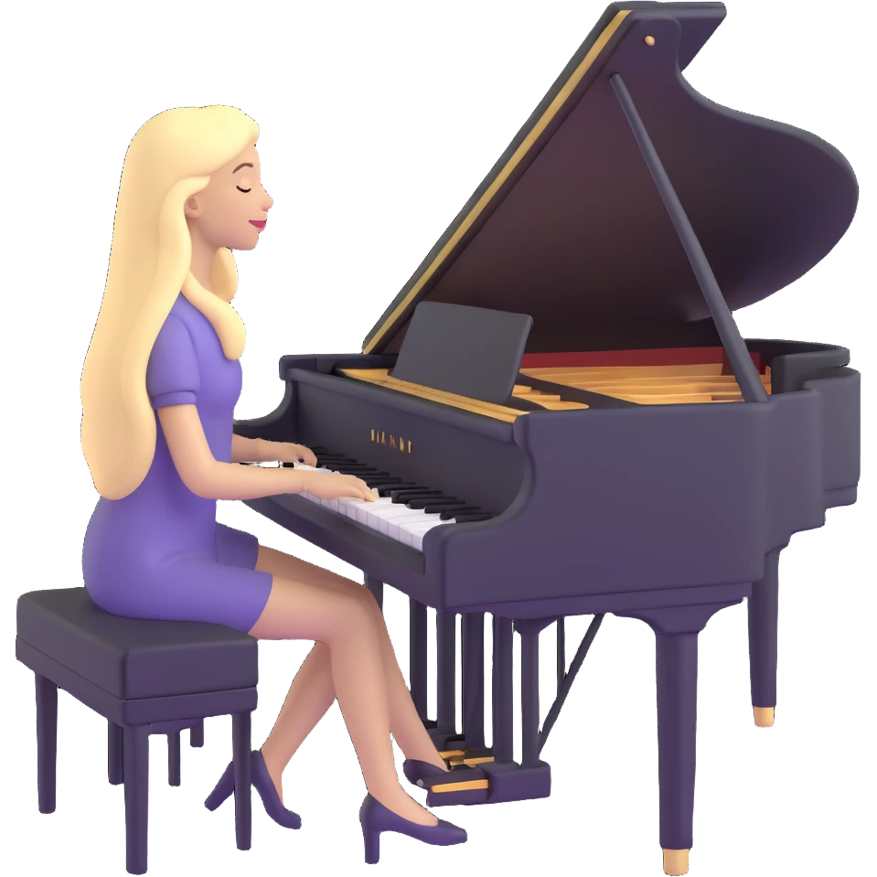 woman with long blonde hair playing the piano emoji