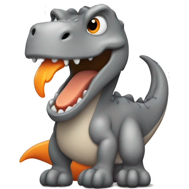 A grey Dino with an orange belly emoji