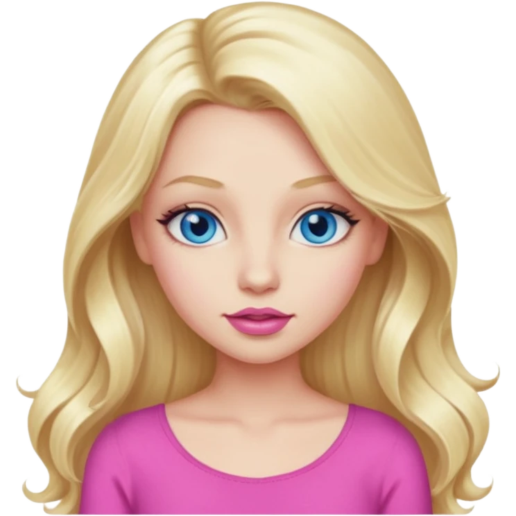 blonde girl blue eyes big pink lips bimbo pink top diva long hair  emoji