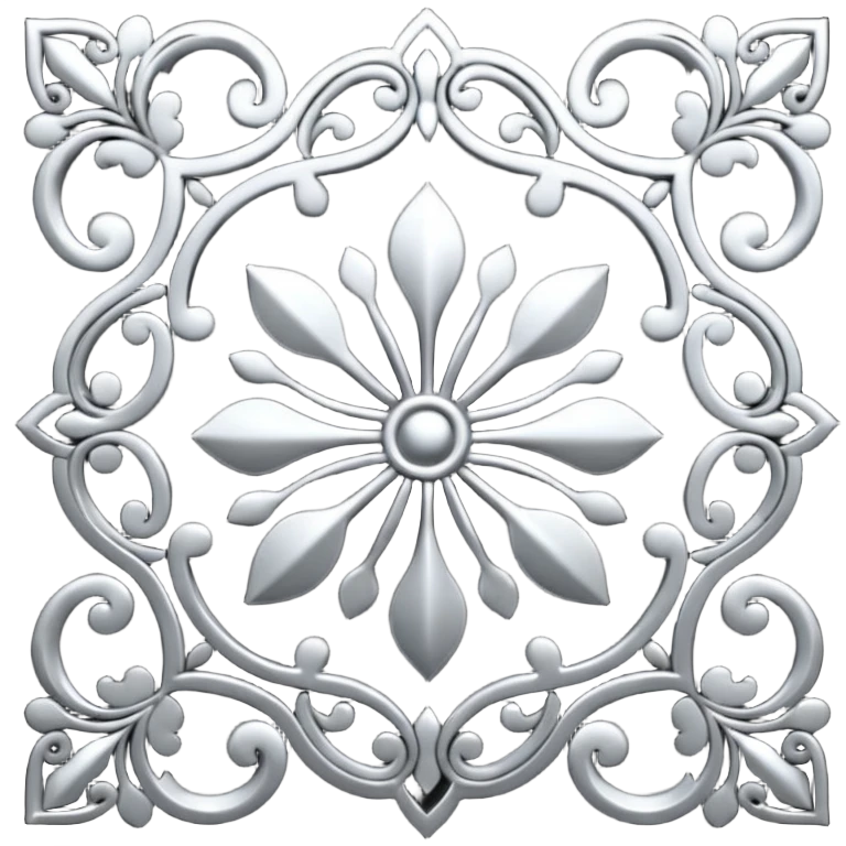 Black and silver filigree design, 3D, extremely detailed design emoji