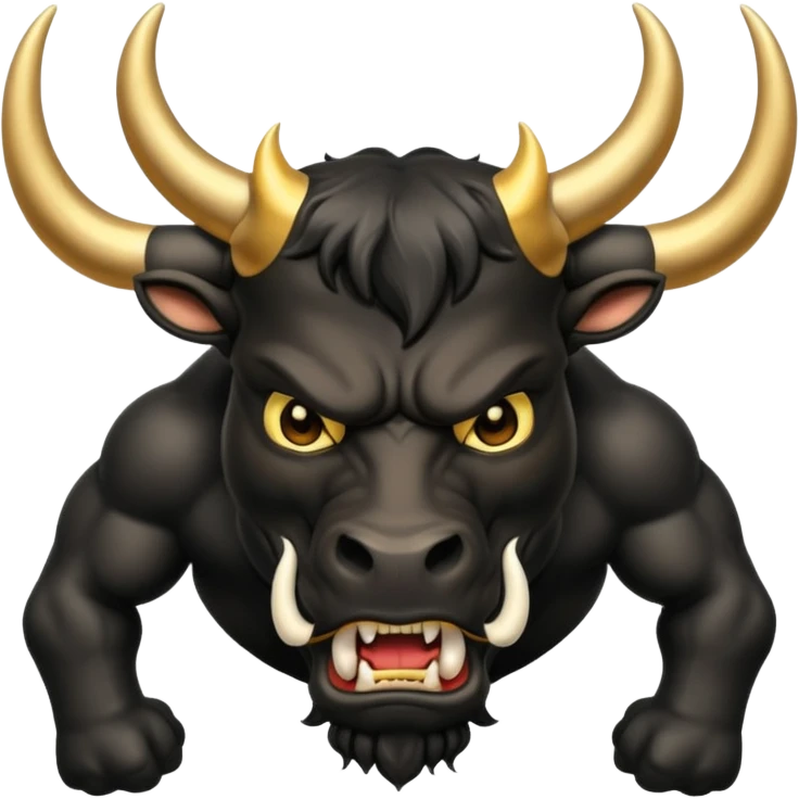 black angry powerful bull with golden horns emoji emoji