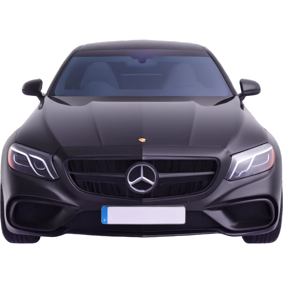 black luxury car with a transparent plastic film partially covering the hood and windshield, elegant and premium look emoji