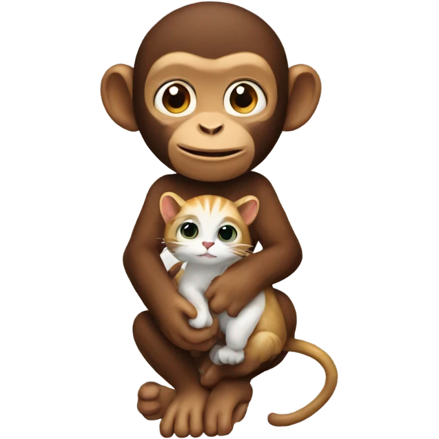 monkey holding a cat  emoji