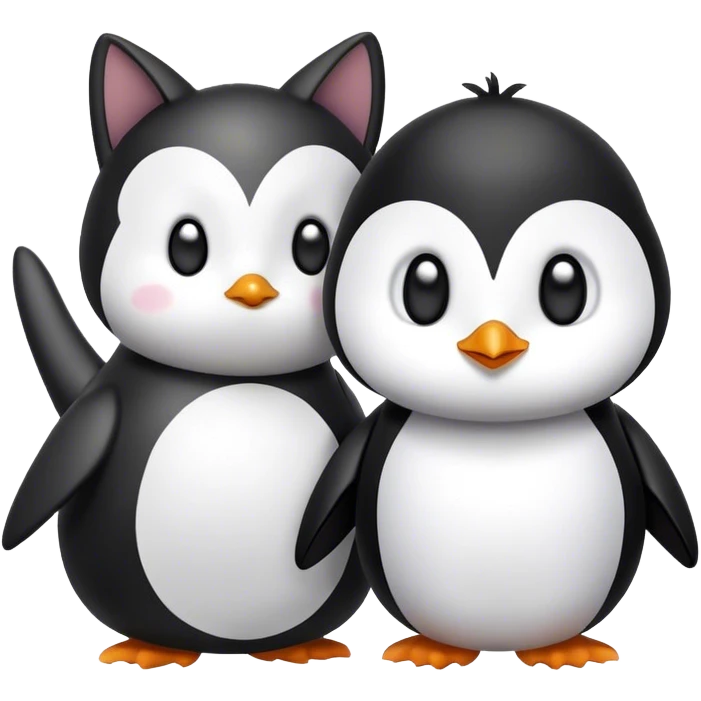Cat and penguin emoji
