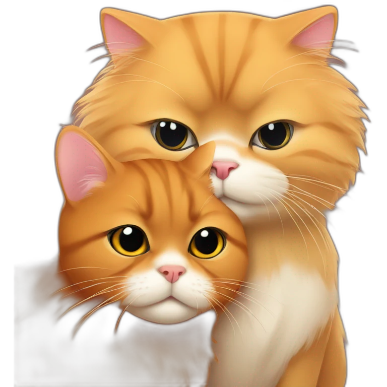 Orange persian cat hugs a capibara emoji