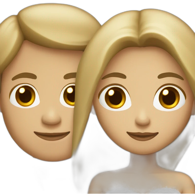 Tan woman with brown hair and white man with blonde hair getting married emoji