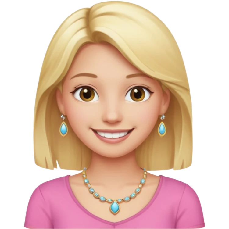 phone selfie blonde jewelry girl pink top emoji