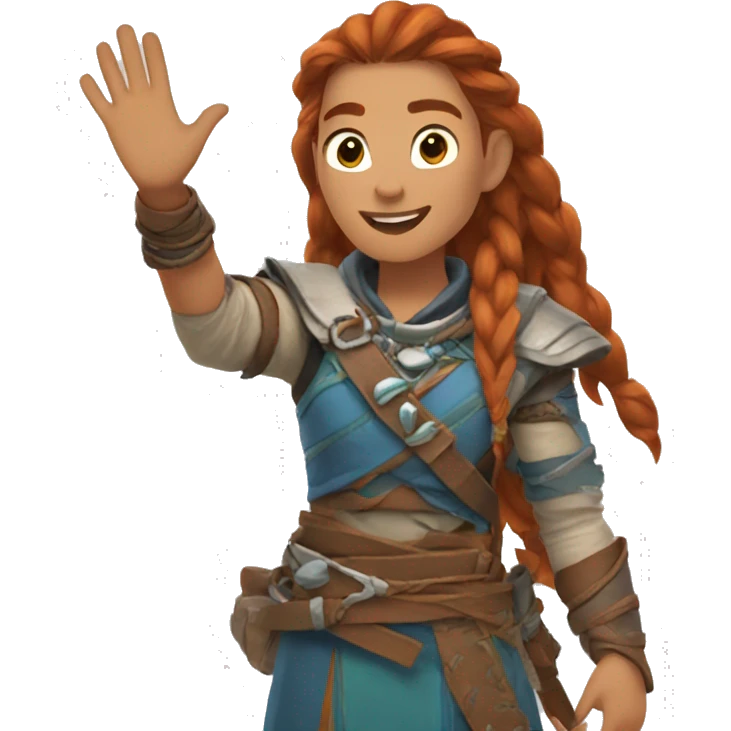 Aloy, waving goodbye emoji