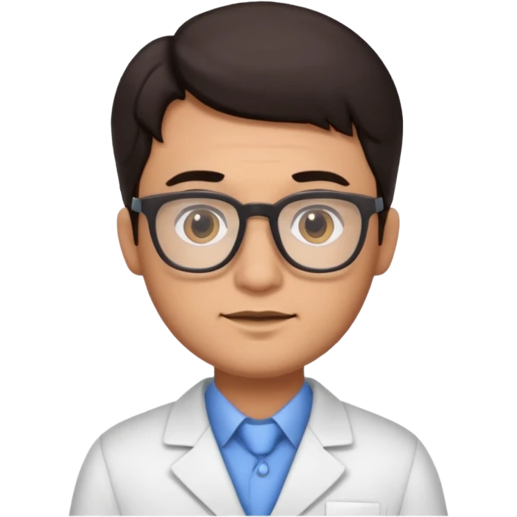 Cute cartoon therapist man dark hair and glasses emoji