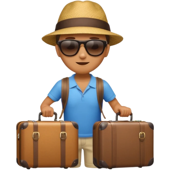 photorealistic tourist with a suitcase emoji