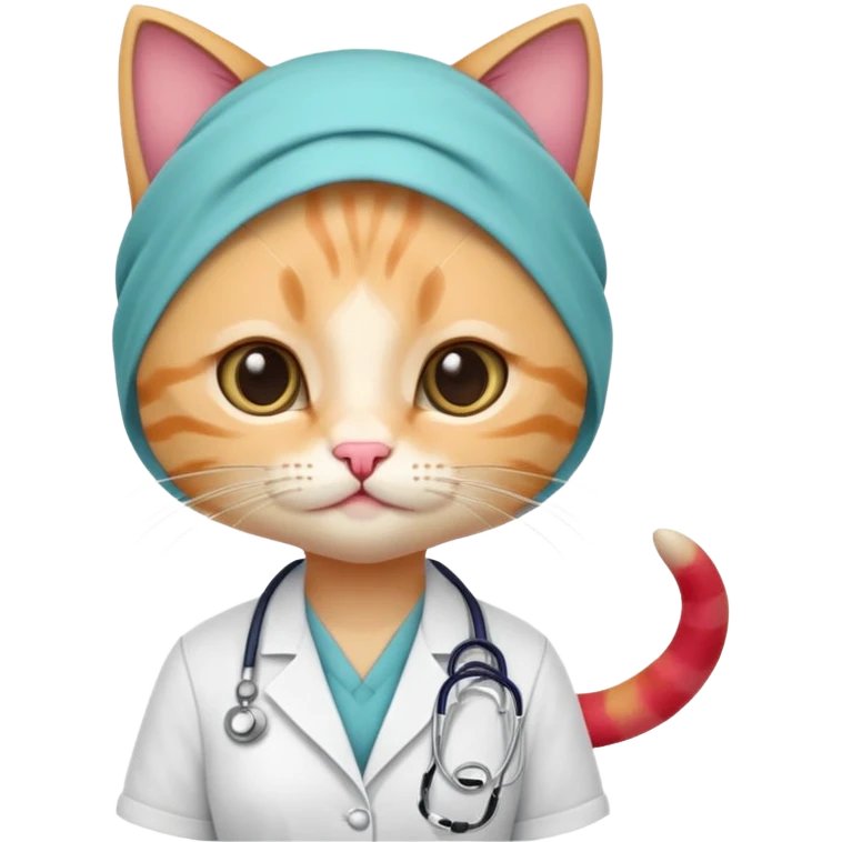 make me a cute little female doctor kitten emoji