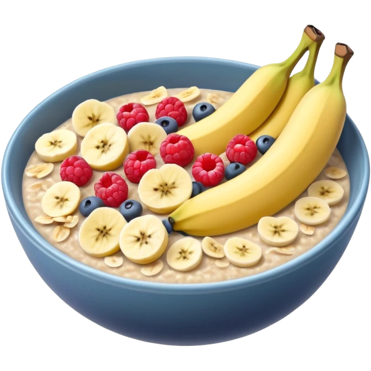 oatmeal with berries and sliced bananas, nothing around the bowl emoji