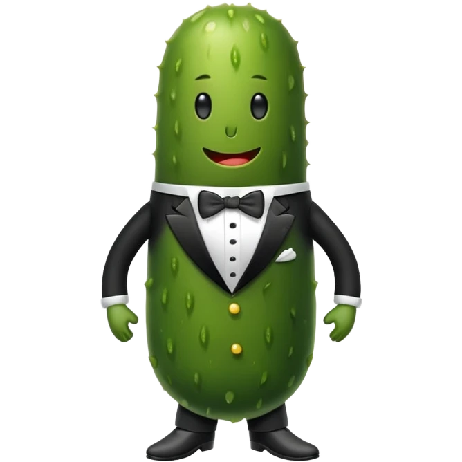 Pickle wearing a tuxedo  emoji
