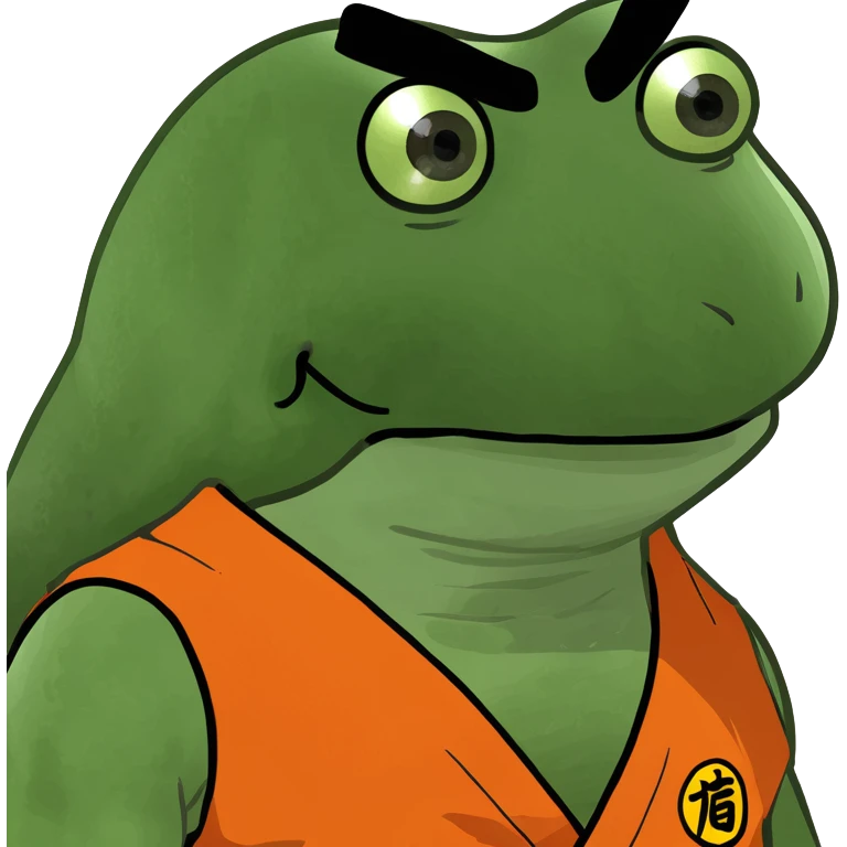 Pepe the Frog dressed as Goku from Dragon Ball emoji