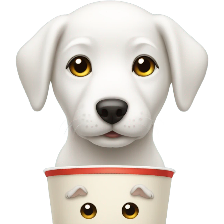 White dog pup cup emoji