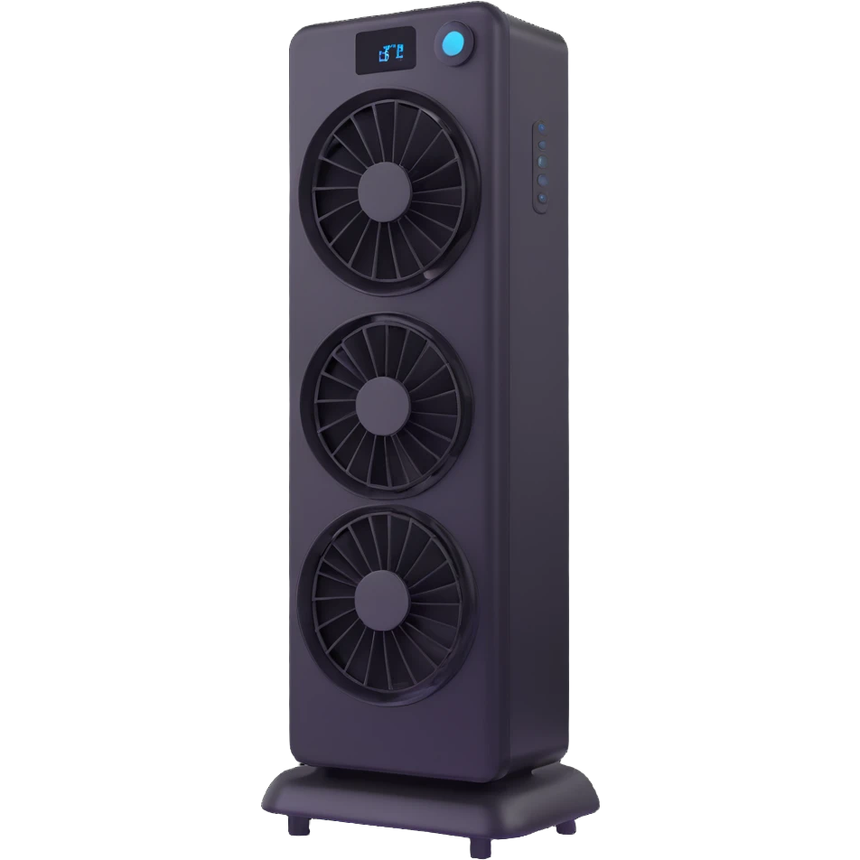 modern tower fan with digital display emoji