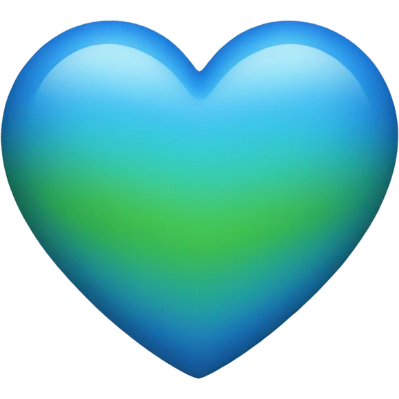 Blue heart with little bit of green in the middle emoji