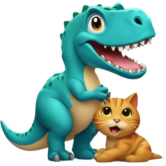 Dinosaur holding a cat emoji