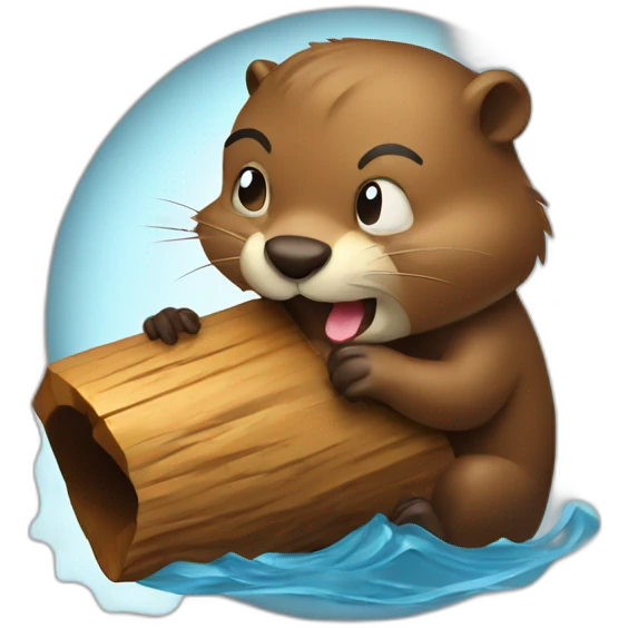 Beaver biting wood emoji