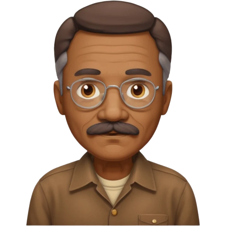 mustached elderly man with brown vintage shirt emoji